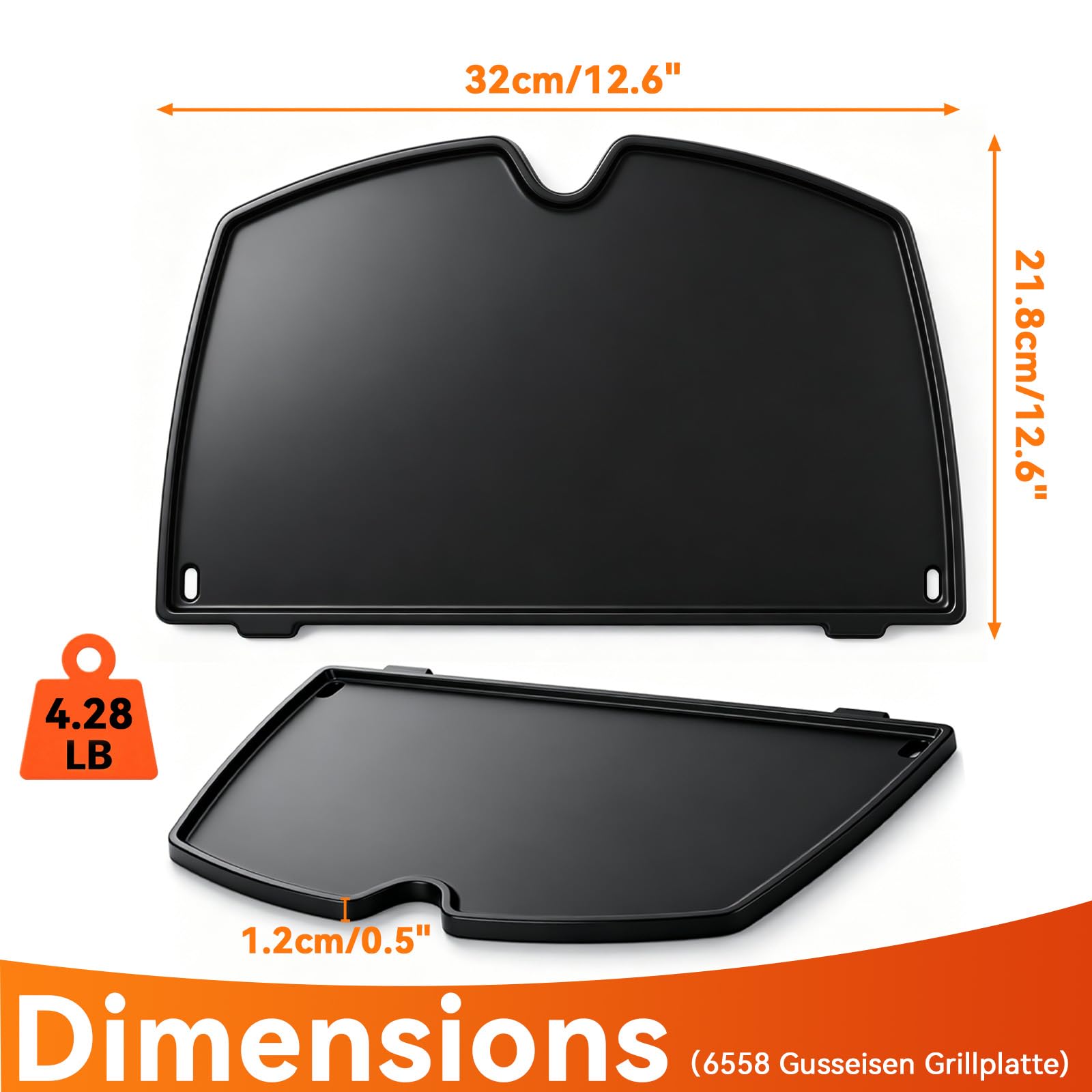 Plaque Plancha 32x22cm pour Weber Q100 Q120 Q140 Q1000 Q1200 Q1400 Accessoires Barbecue Gril à Gaz Pièce de Rechange 6558