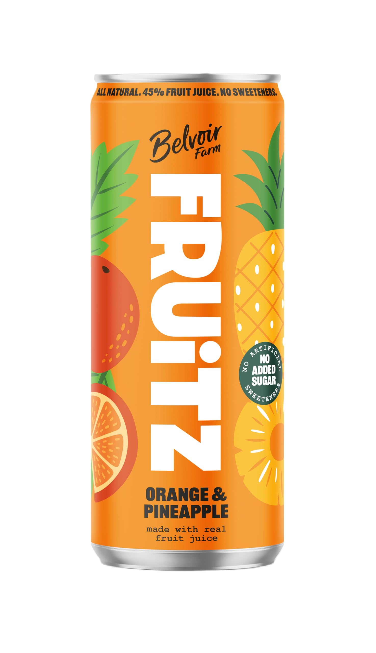 Belvoir Farm FRUiTZ ORANGE & PINEAPPLE | 100% Natural Ingredients | Real fruit juices | Nothing Artificial | No Added Sugar | No Sweeteners | Suitable for Vegetarians & Vegans | 24x330ml