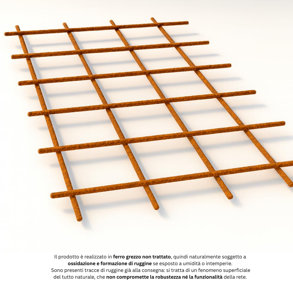 FORTUNATO Rete Elettrosaldata Edilizia Recinzioni Filo Ferro Grezzo Ø 5 mm Maglia Regolare 20 x 20 cm Foglio 1,5 x 1 m