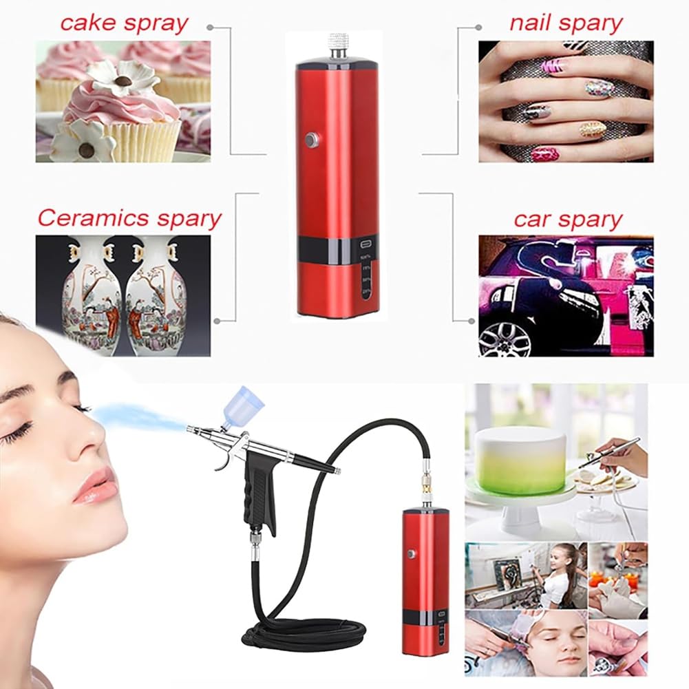 Aerógrafo Inalámbrico con Compresor, Gatillo de Alta Presión para Pintar, Manicura, Repostería y Peluquería.