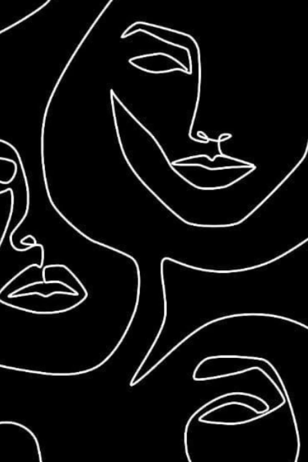 Abstract Faces Composition Notebook: Black, Notebook, Journal, Diary, 6 inches x 9 inches, Blank, Unlined Pages, Paperback