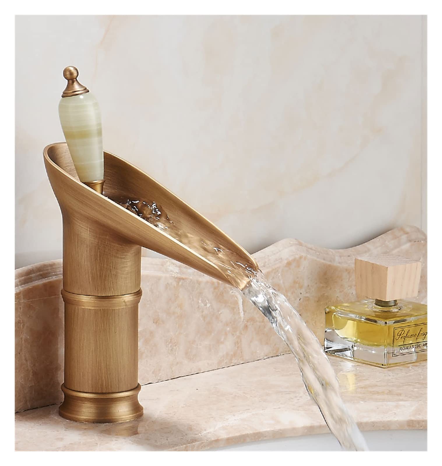 Robinet de bassin cascade eau chaude et froide en laiton noir et bronze