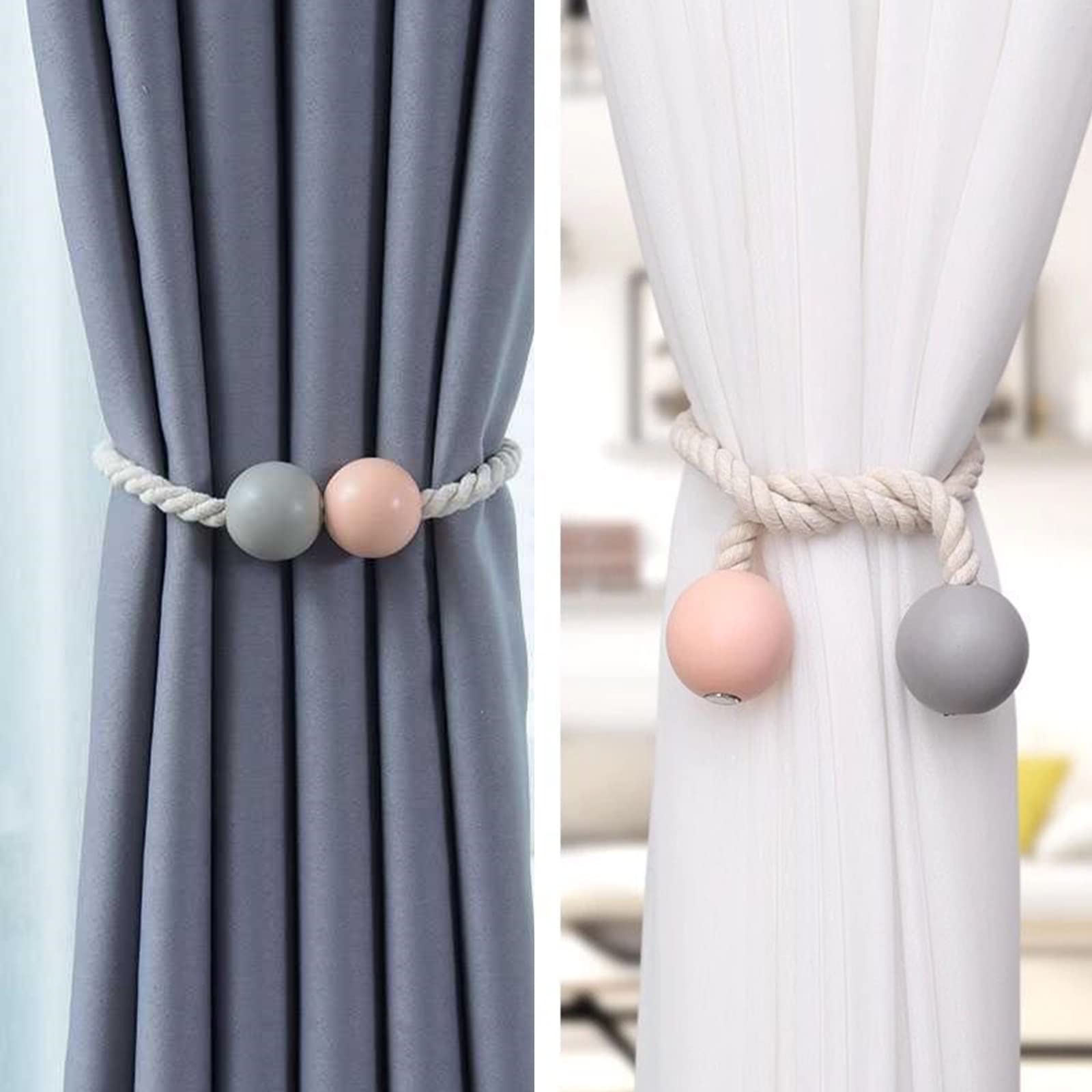 Magnetische Vorhang-Raffhalter Aus Kristallperlen – Sonne & Mond Design, Rosa, 38 Cm, 2 Stück Für Gardinen & Deko