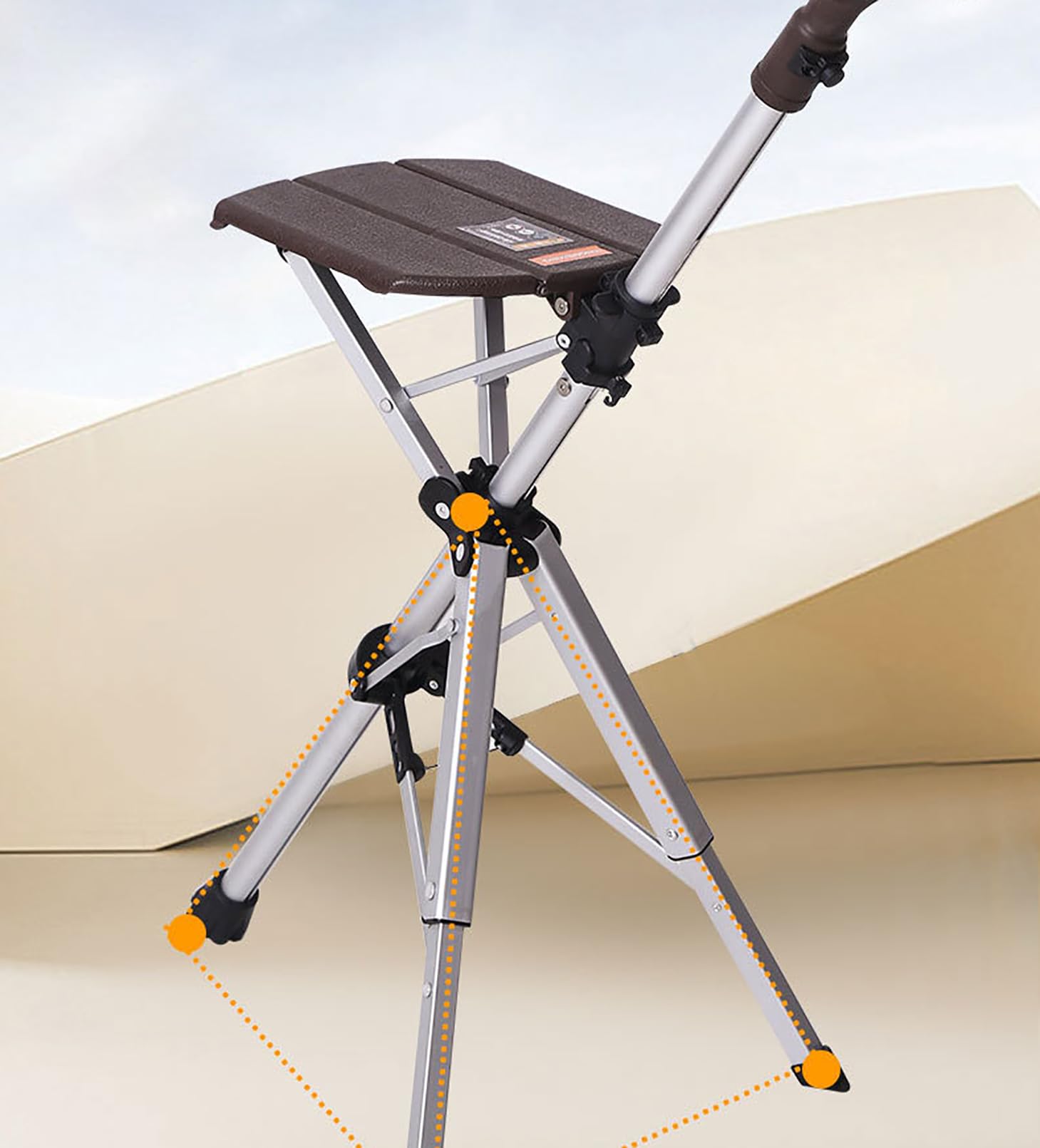 Generico Bastone da Passeggio Pieghevole con Sedile, Sedia Portatile con Bastone da Passeggio in Lega di Alluminio, Sgabello treppiede Leggero con Funzione di sblocco automaticoBlack,S