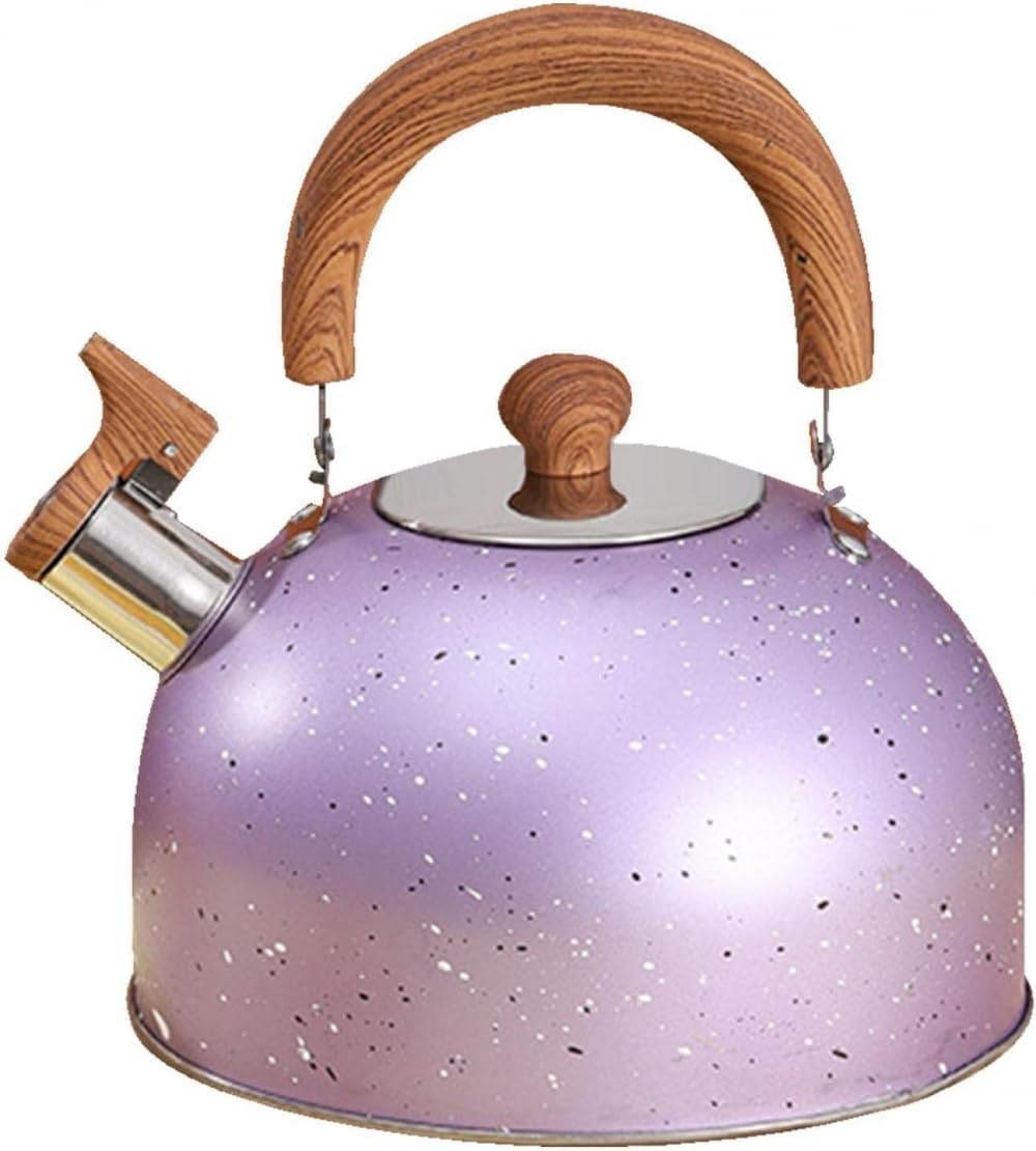 Whistle Tea Kettle Stainless Steel Stove Top Whistling Kettle Gas Stove Tea Kettle Whistling Stovetop Teapot with Wood Handle for Stove Induction Cooker-4L Kett (One Color 2L)
