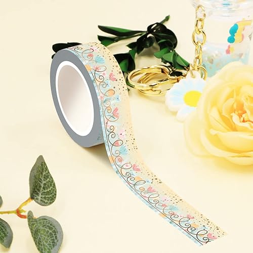KKONION Decor Bronzing Foil Print Floral Garden Masking Washi Tape Planner Scrapbook Cinta adhesiva Linda papelería 3 piezas