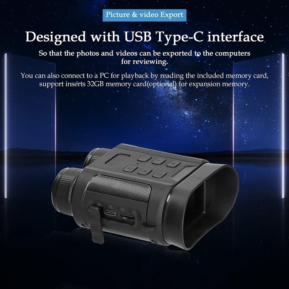4K con zoom digital, pantalla TFT de 2.4 pulgadas, alcance de 300 m, foco IR de 850 nm, compatible con tarjeta TF de 128 GB para observación de vida silvestre y observación de estrellas