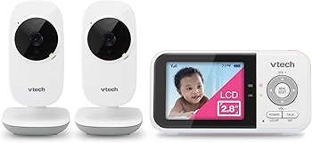 VTech VM819-2 婴儿监视器，2.8英寸屏幕，夜视，双向音频，温度传感器，摇篮曲，安全传输