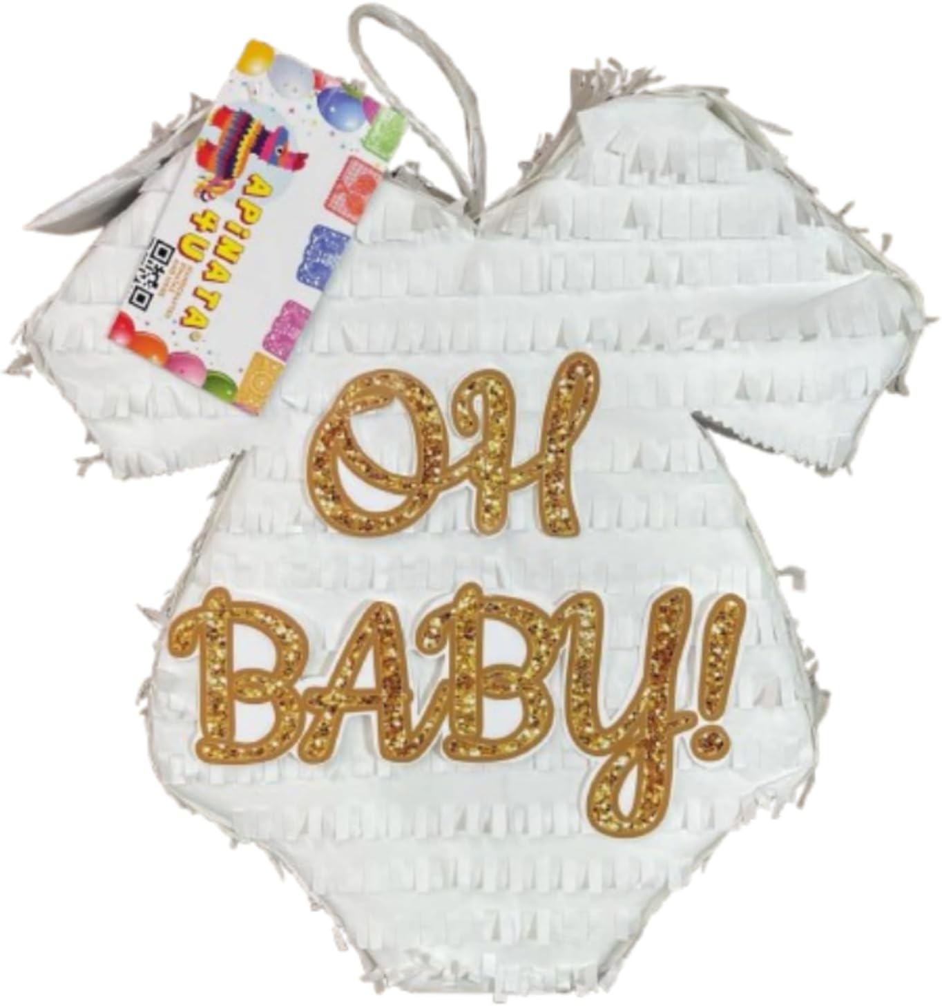 APINATA4U Oh Baby Onesie Piata, White, Baby Shower & Gender Reveal Party Decoration, Cardboard, 17x16x4 Inches