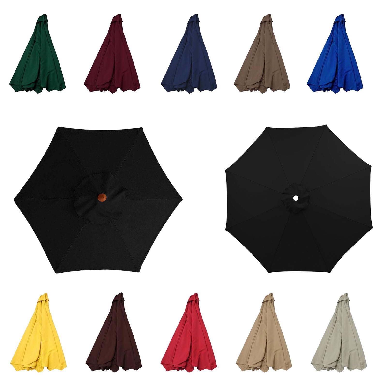 Outdoor Patio Umbrella Replacement Cover, replacement parasol fabric cover, Umbrella Replacement Parasol Cloth For 6 Arms 8 Arms Cantilever Parasol Umbrella Replacement Canopy(Color:Black,Size:6ribs:3 — image 1