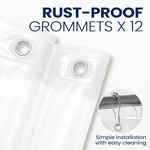 Miniatura 2 de downluxe Forro de cortina de ducha blanco, forro de ducha de plástico suave EVA con 3 imanes, cortina de baño impermeable de 72 x 72 pulgadas