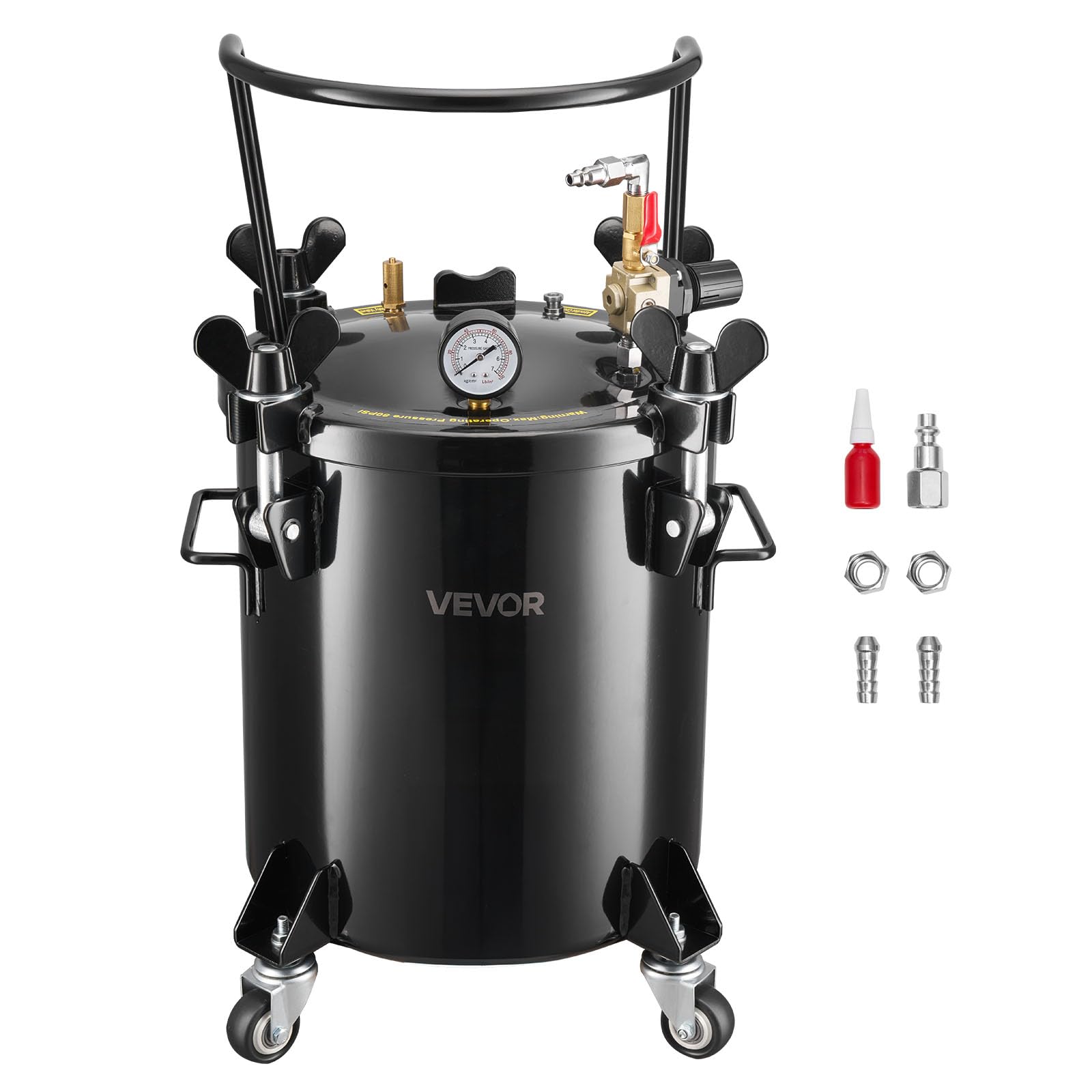 VEVOR Druckbehälter für Sprühfarbe 20 L Drucktank aus Stahl mit 2 Anschlüssen (EU/AU)