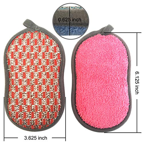 Image of Scrub-it Multi-Purpose Non-Scratch Double-Side Double-Effect Microfiber Scrub Sponges for Kitchen with Heavy Duty Scouring Power - Effortless Cleaning of Dishes Pots Pans Pack of 6 (Red)