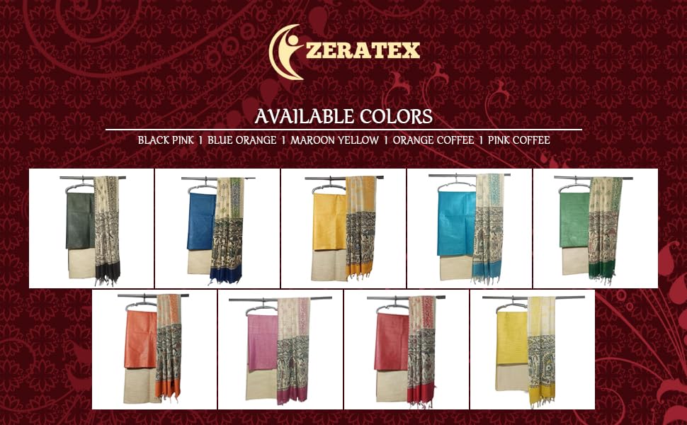 Image of ZERATEX Cotton Silk Hand Crafted Unstitched Suit Set for Women with Dupatta | Cotton Silk Salwar Suit Dress Material for Women & Girls | Top - 2.5 M, Bottom - 2.50 M & Dupatta - 2.5 M