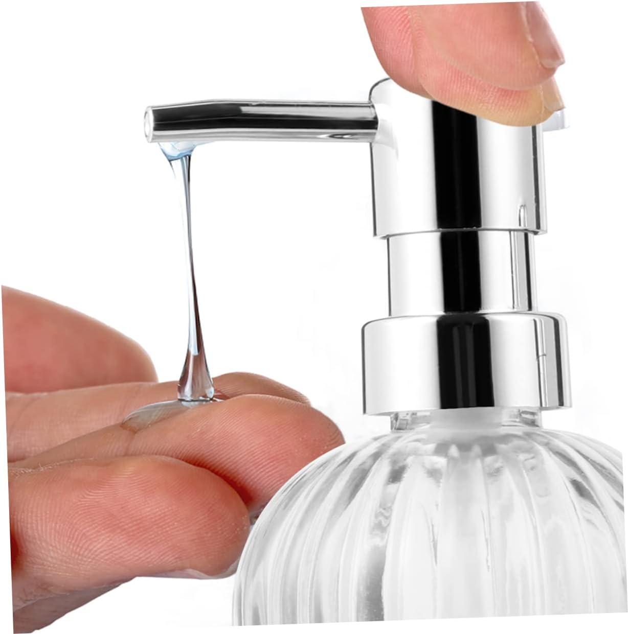 2pcs Refillable Glass Lotion Pump Bottles for Body Wash Shampoo Conditioner and More Elegant Design for Home and Travel