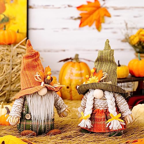 Ochine-2-Pcs-Fall-Decor-Autumn-Harvest-Gnomes-Plush-Ornaments-Gifts-Handmade-Swedish-Tomte-Gnome-Doll-for-Home-Holiday-Decorations Ochine 2 Pcs Fall Decor Autumn Harvest Gnomes Plush Ornaments Gifts Handmade Swedish Tomte Gnome Doll for Home Holiday Decorations