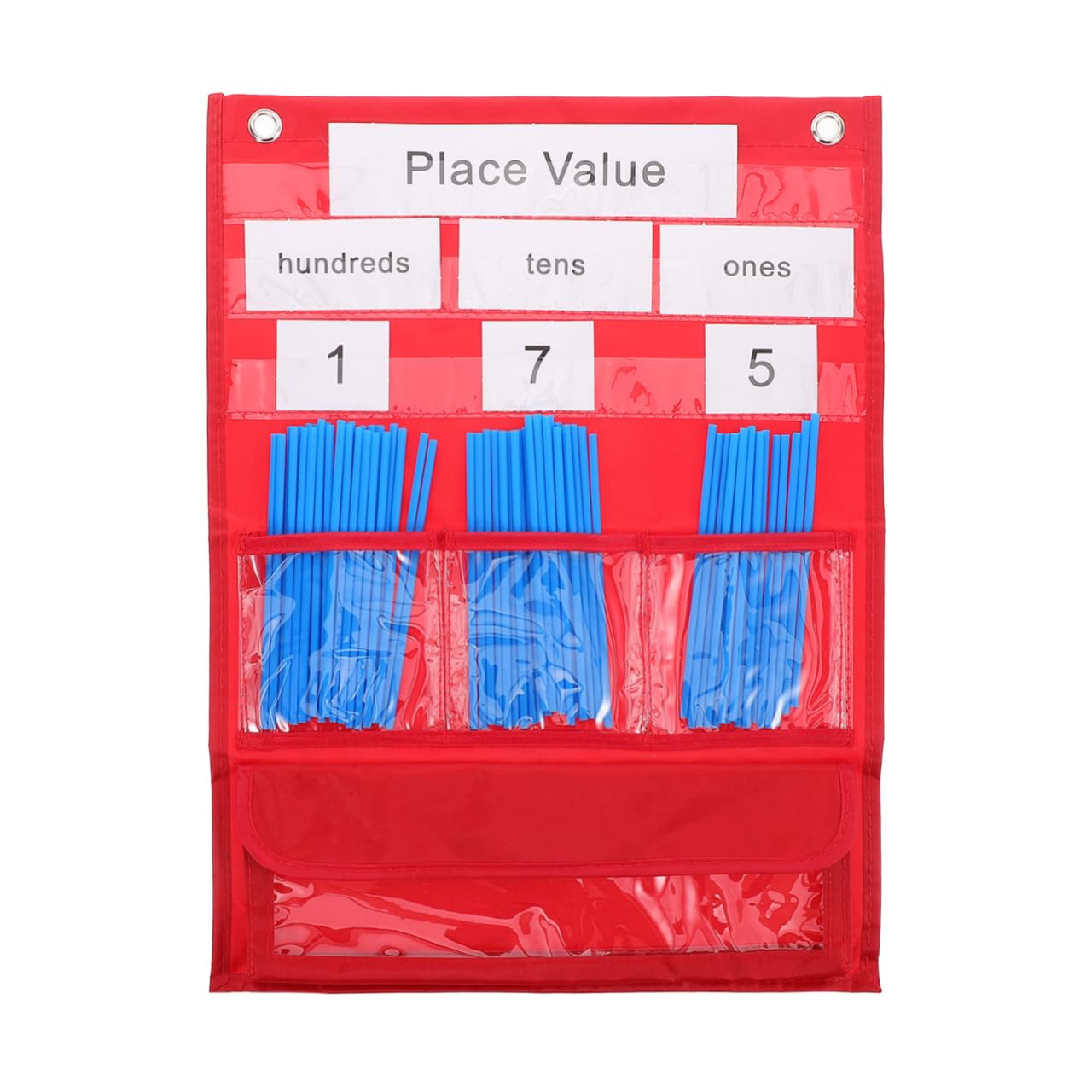 LALAFINA Tableau à Poches pour Compter avec 30 Cartes Numériques 200 Pailles 20 Élastiques Suspendu Enseignement Comptage
