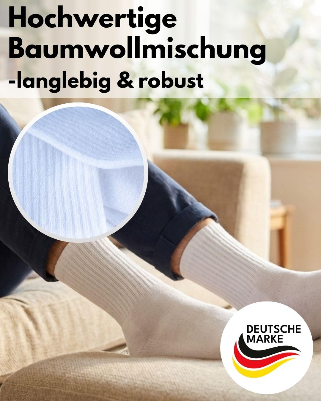 sockenkauf24 Herren Tennissocken (6 Paar) Sportsocken mit verstärkter Ferse & Fußspitze, gepolsterte Sohle Baumwolle Atmungsaktive Retro Crew Socken