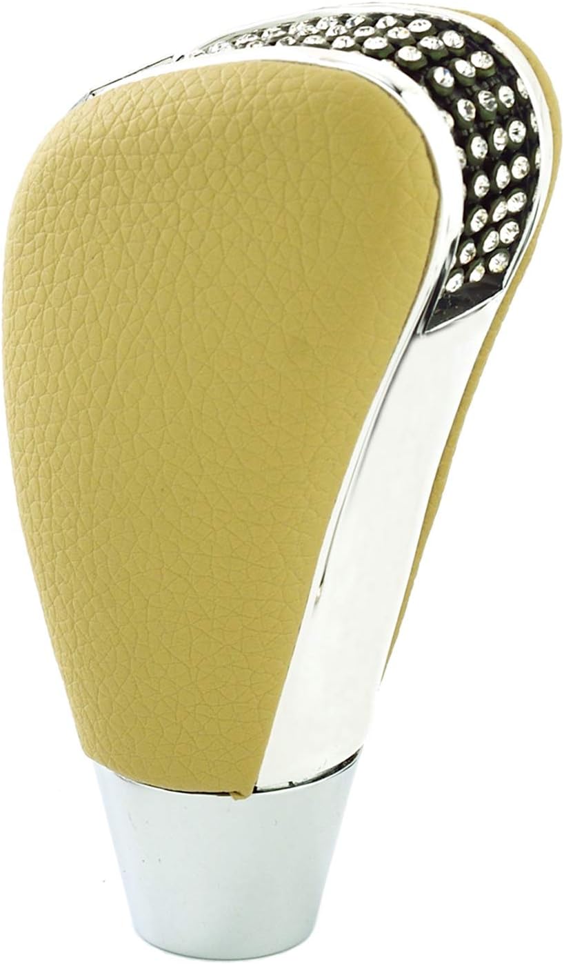 Car Stick Shift Knob Leather Gear Shifter Head for Most Manual Vehicle (Beige)