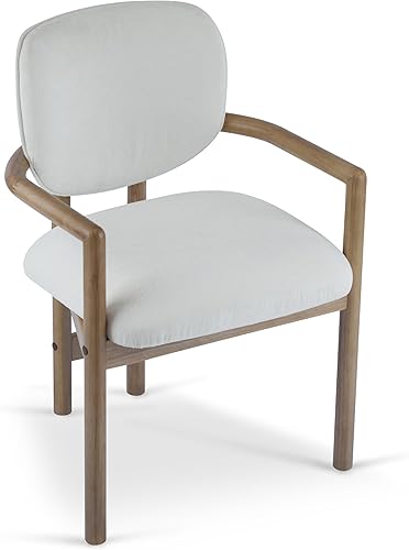 Miniatura 8 de Dining Chairs Set of 2 Upholstered Arm Chairs, Rubber Wood Accent Chairs for Dining Table, Desk Chair and Table & Chair Sets, 300 LBS Weight