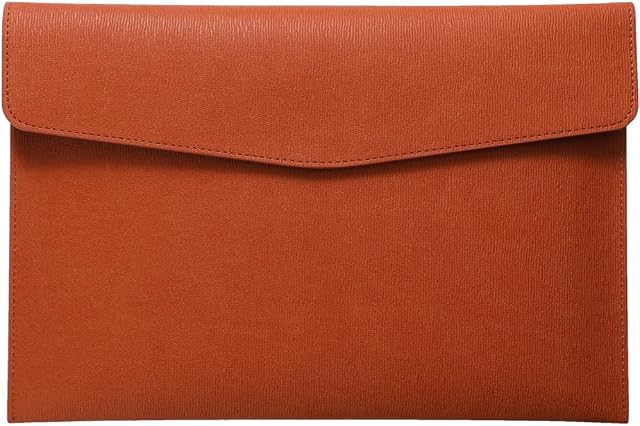 LAOLINGSY PU Leather A4 File Folder Document Holder Waterproof Portfolio Envelope Folder Case with Snap Closure(Brown)
