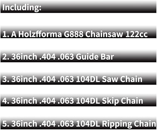 Miniatura 2 de Holzfforma Cabezal eléctrico de motosierra G888 con barra guía 104DL de 36 pulgadas 404 pulgadas 0063 pulgadas combinación de cadena de salto