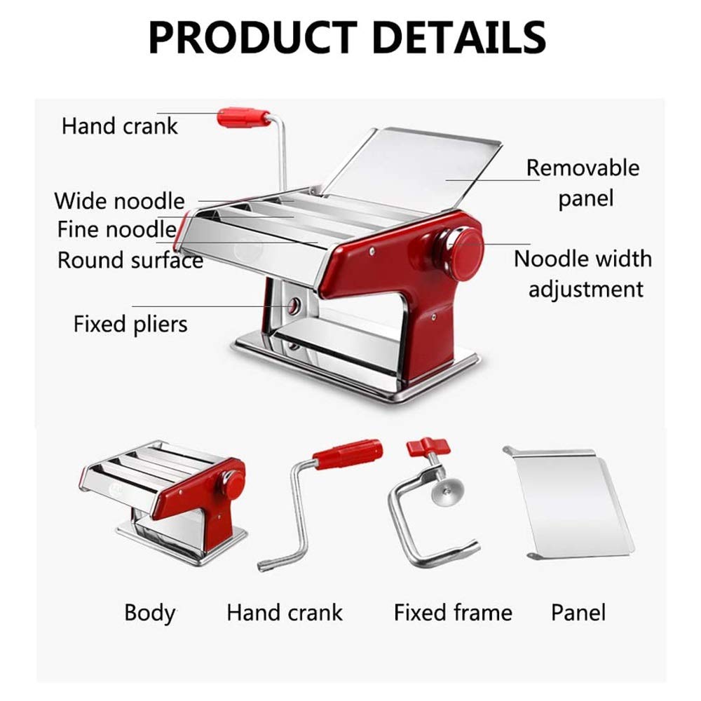 El Juego de Accesorios para Hacer Pasta se Adapta a batidoras de pie con Cortador Accesorio de Acero Inoxidable por máquina de Rodillo de Pasta Manual Engrosamiento de Engranajes Ajuste de