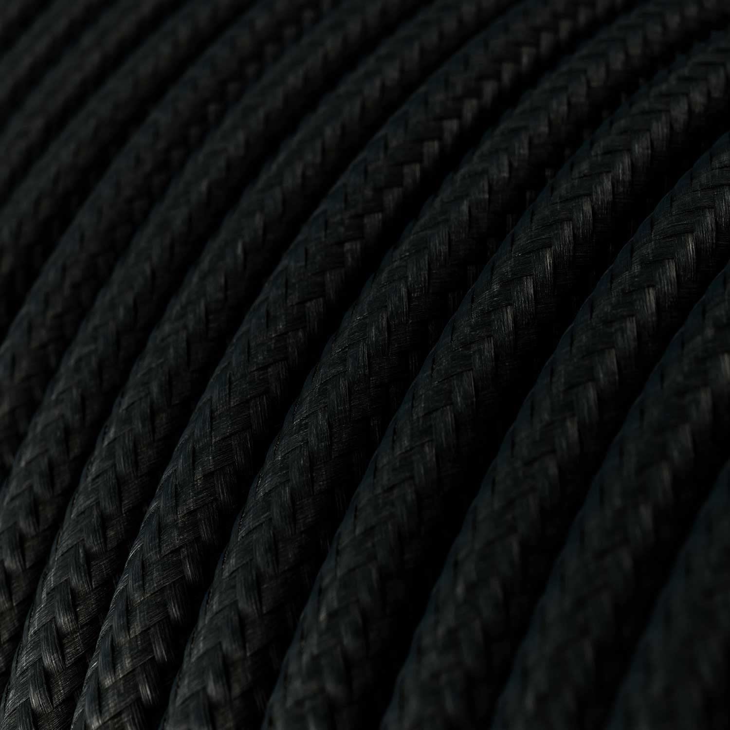 creative cables - Textilkabel rund, schwarz mit Seideneffekt, RM04-20 Meter, 2x0.75