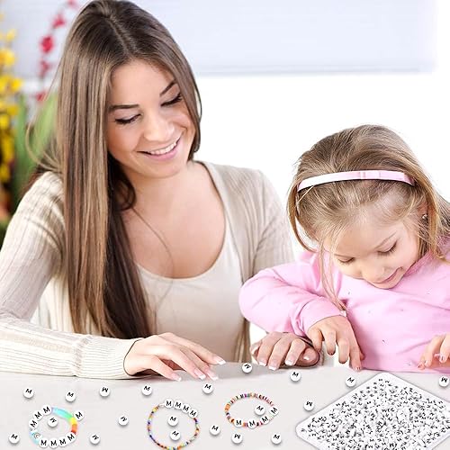 Miniatura 7 de 500 cuentas de letras, pequeñas cuentas de plástico blanco y negro, cuentas redondas del alfabeto, M para joyería, pulsera, collar, llavero,