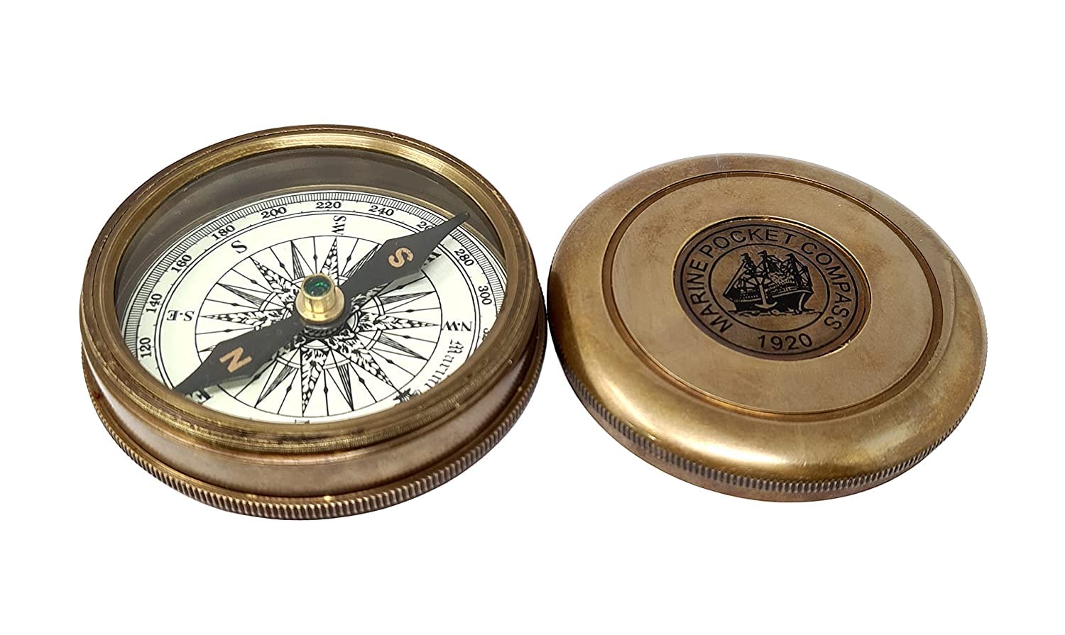 Antique Exporter Vintage Replica Nautical Brass Pocket Transit Compass - Robert Frost Poem (B0BRKG6JG7) Amazon Price History, Amazon Price Tracker