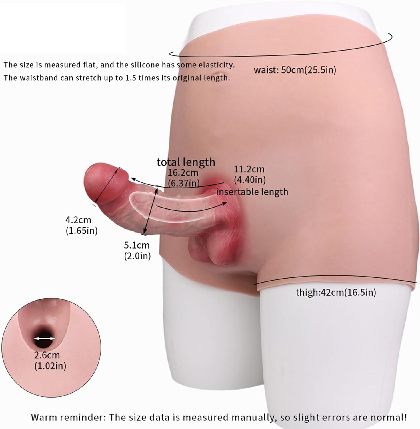 Soft Silicone Male Wearable Dildo Panties with 6.37in Penis Sleeve, Wearable Elastic Harness Hollow Dildo Underwear Adult Sex Toy for Men Women