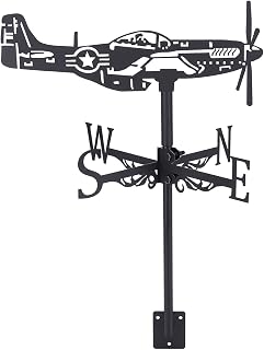 SUPERDANT Fighter Weathervane Ornament Retro Metal Weather Vane Wind Direction Indicator for Roof Garden Patio Backyard Farmhouse Courtyard 34×53cm