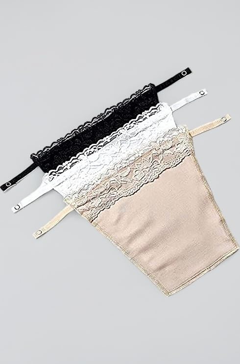 Cotton Clip On Camisole for Women Mock Lace | Cleavage Cover | Deep Neck Cover Up Inners Cami Secret | Slip for Women Inner | Free Size | Set of 3