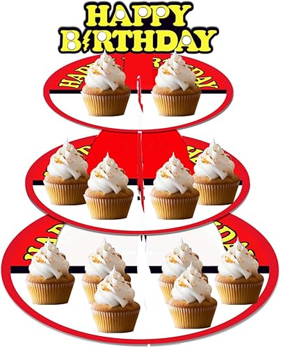 Soporte grande de 3 niveles para cupcakes de dinosaurio, bandeja de cartón para cupcakes de 12 pulgadas para bodas, cumpleaños, baby shower,