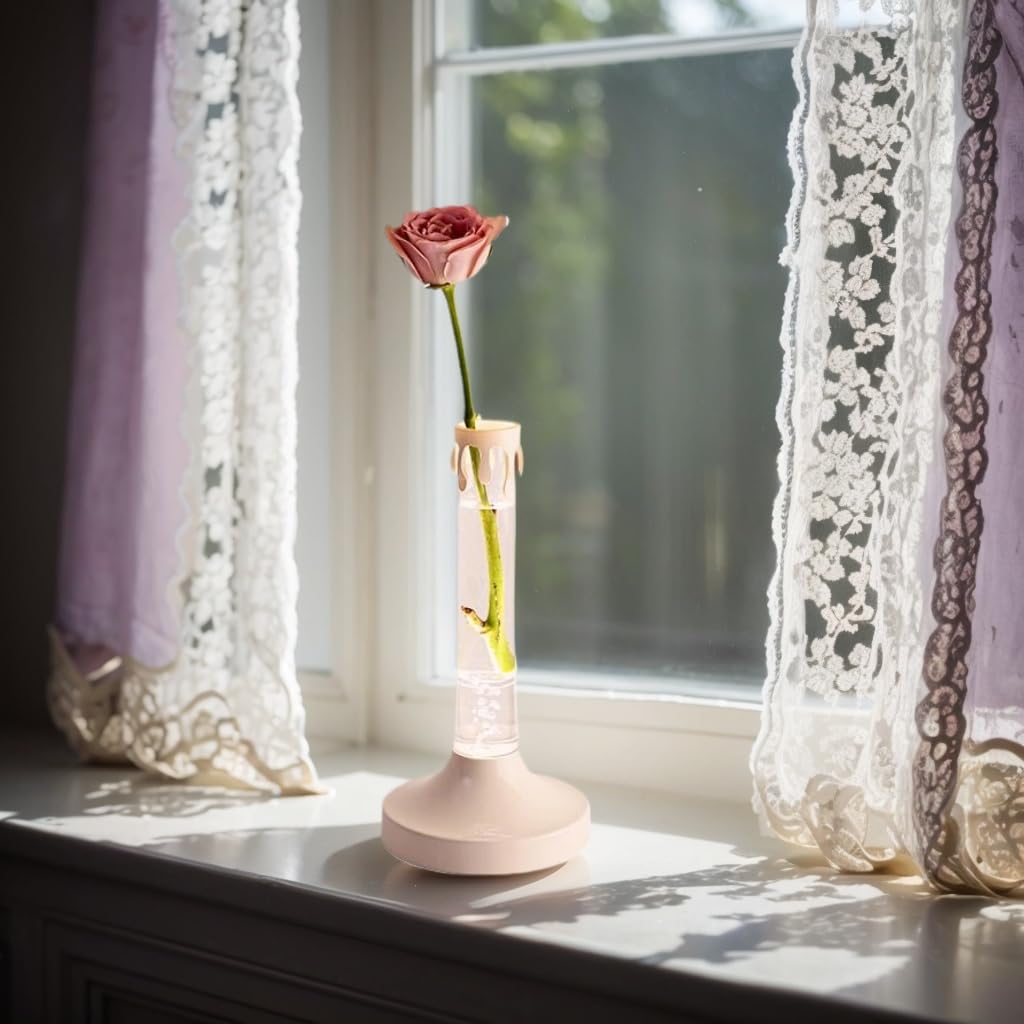 FinLuxEsti Bedside Lamps,2-in-1 Vase and Night Light,3 Color Stepless Dimming Flower Lamp,Wired USB Table Lamp for Bedroom,Restaurant,Bar,Office(Pink,Flower Not Included)