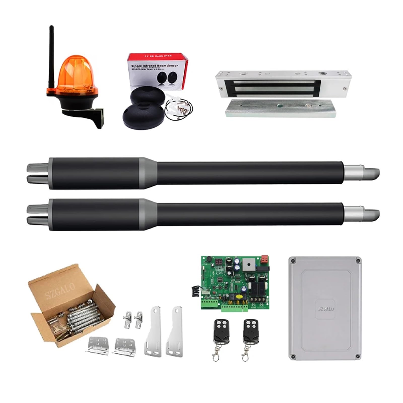 Operador de Puerta batiente automática con Brazos Dobles, 200 kg, Motor de accionamiento, Control de Acceso for Entrada de vehículos(Kit M)