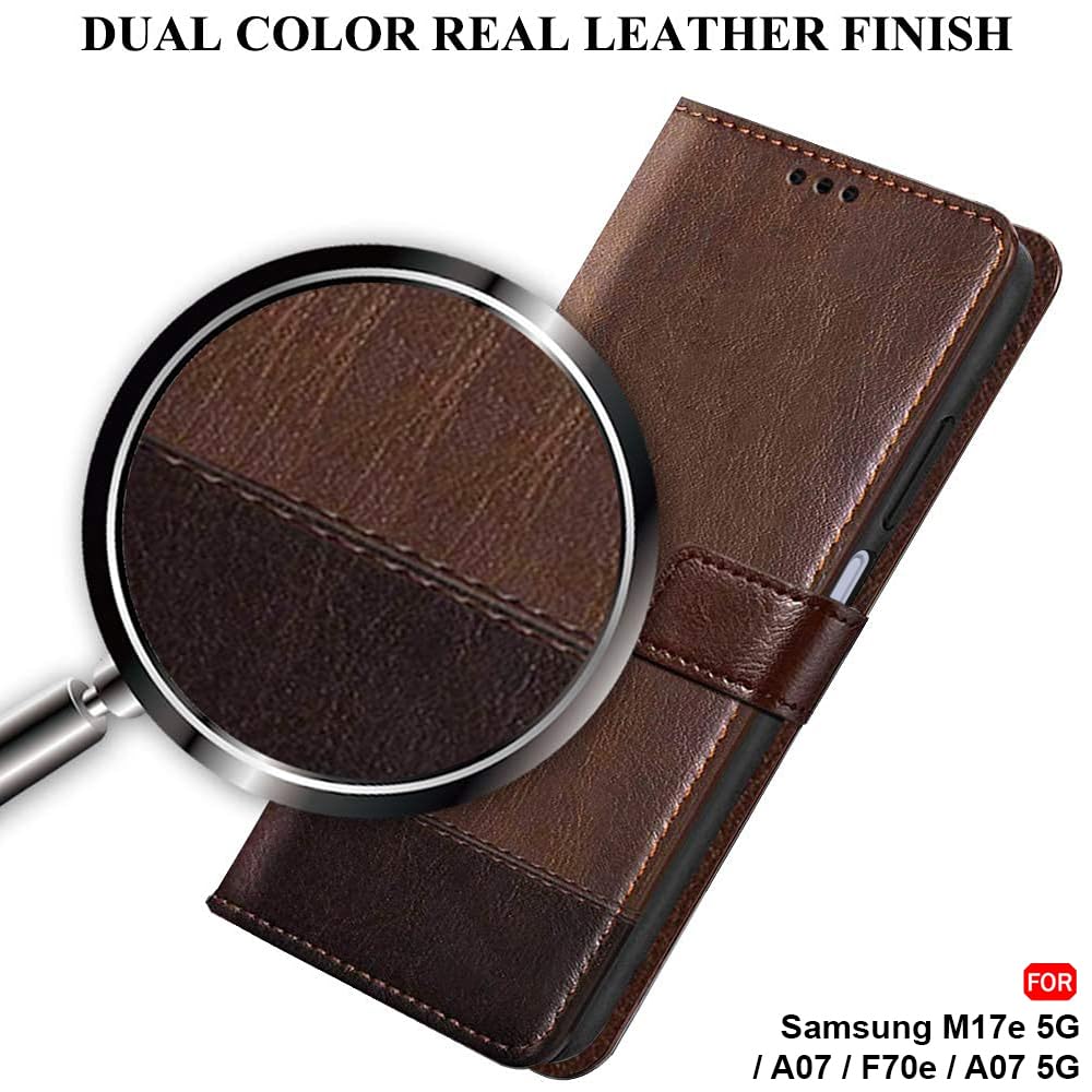TheGiftKart Flip Back Cover Case for Samsung Galaxy M17e 5G / A07 / F70e / A07 5G | Dual-Color Leather Finish | Inbuilt Stand & Pockets | Wallet Style Flip Cover Case (Faux Leather, Brown & Coffee) — Amazon image 3