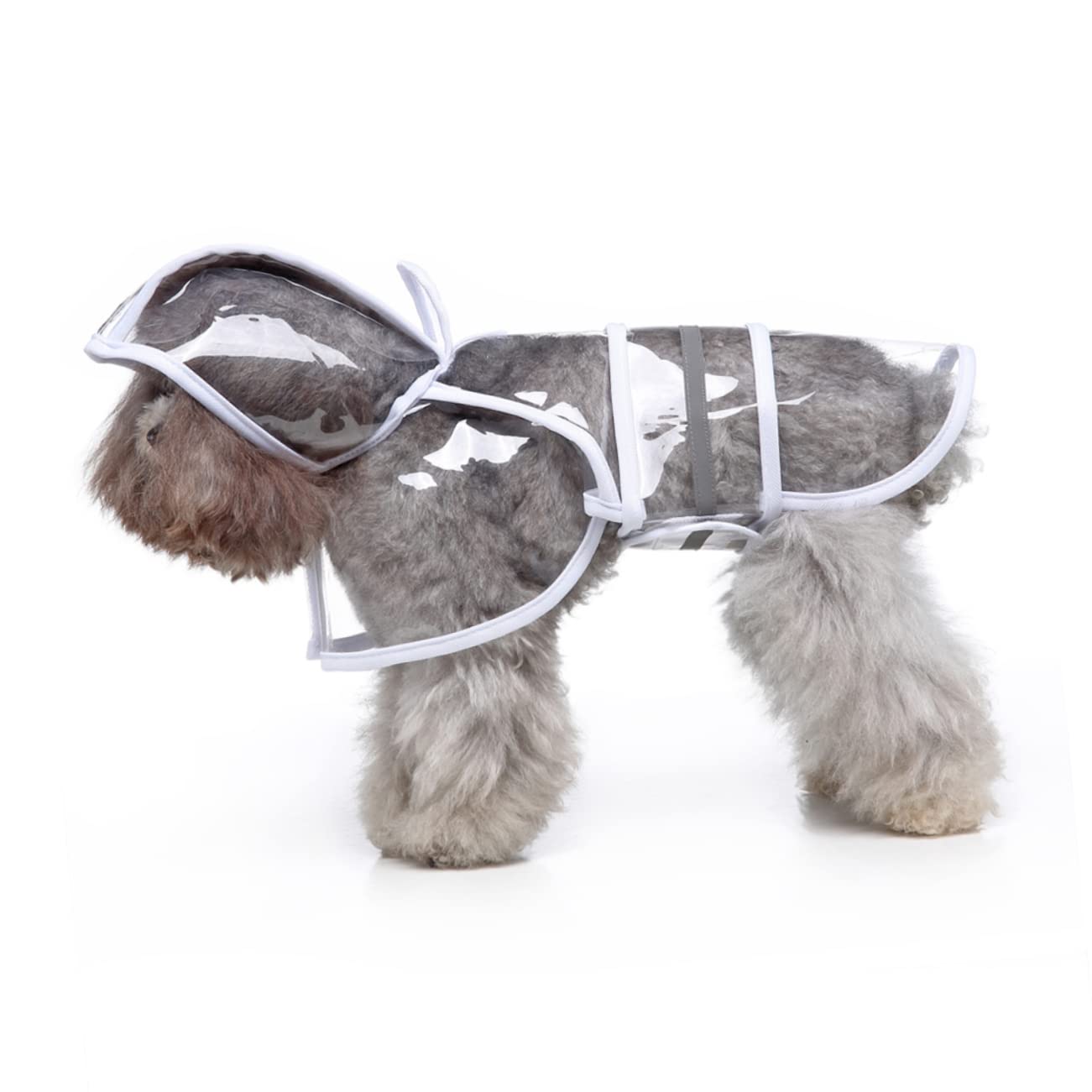 ifundom Dog Raincoat with Hood Reflective Pet Rainwear for Dogs Puppy Rain Jacket Comfortable Fit for Outdoor Travel White