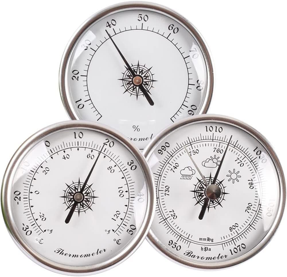 Traditional Barometer Traditional Weather Station 3 in 1 Barometer Thermometer Hygrometer, 2.8in Portable Weather Station Set Barometer