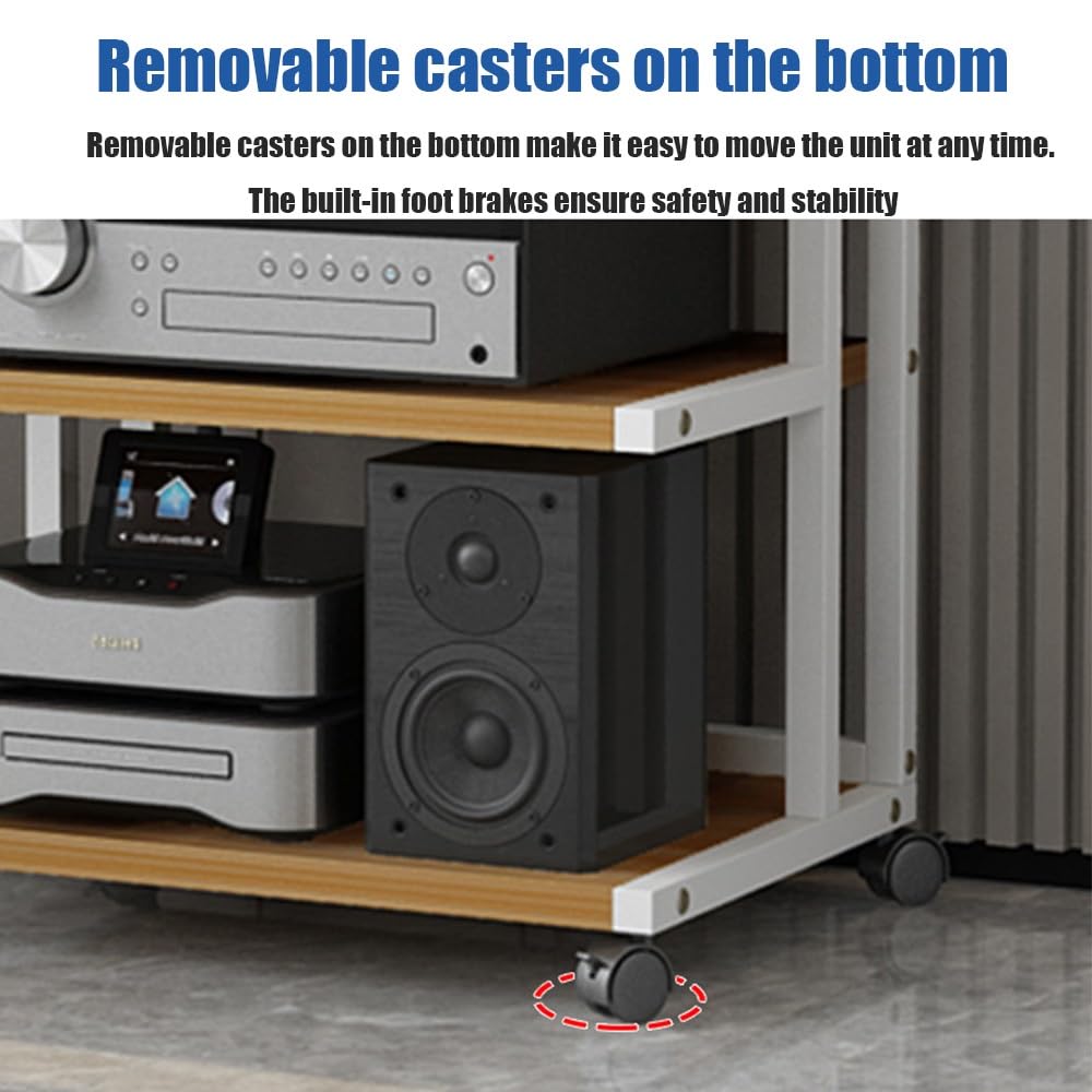 Ripiano multimediale AV, 2 ripiani, stereo per console di gioco, scaffale CD, organizer per componenti stereo di intrattenimento (colore nero, 50 x 40 x 30 cm)