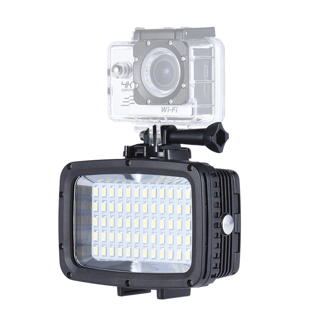 Andoer Dauerlicht Set Ultra Bright 1800LM 3 Modi Wasserdicht Unterwasse 60 LED Tauchausfüllleuchte Video Studio Fotolampe für GoPro Hero Xiaomi Yi SJCAM Action Cam für DSLR Kamera mit Hot Shoe Mount