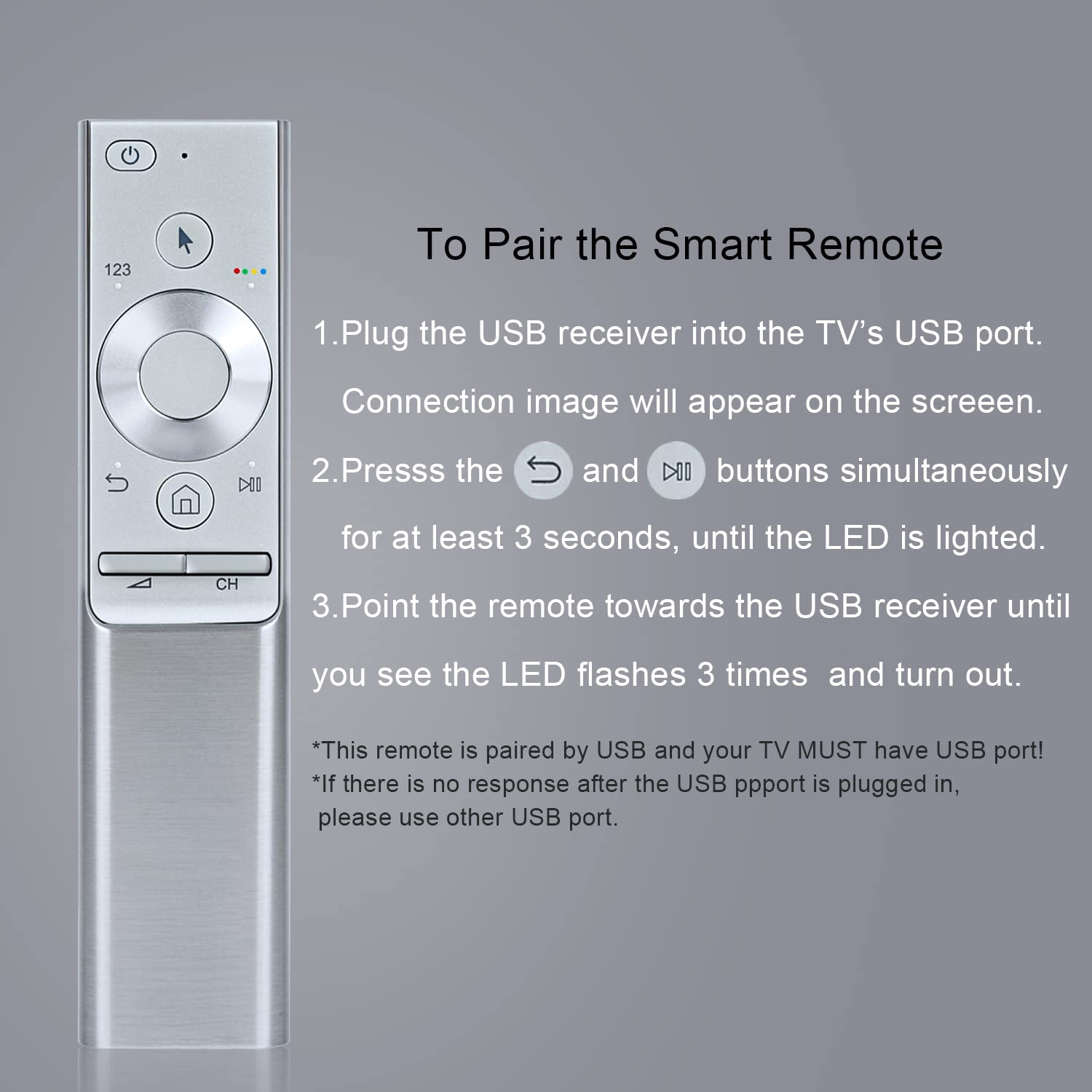 Telecomando di ricambio adatto per Samsung 4K Smart UHD TV BN59-01265A BN59-01300C BN59-01275A BN59-01291A BN59-01274A Q7C Q7F Q8C Q9 Telecomando di ricambio con ricevitore USB