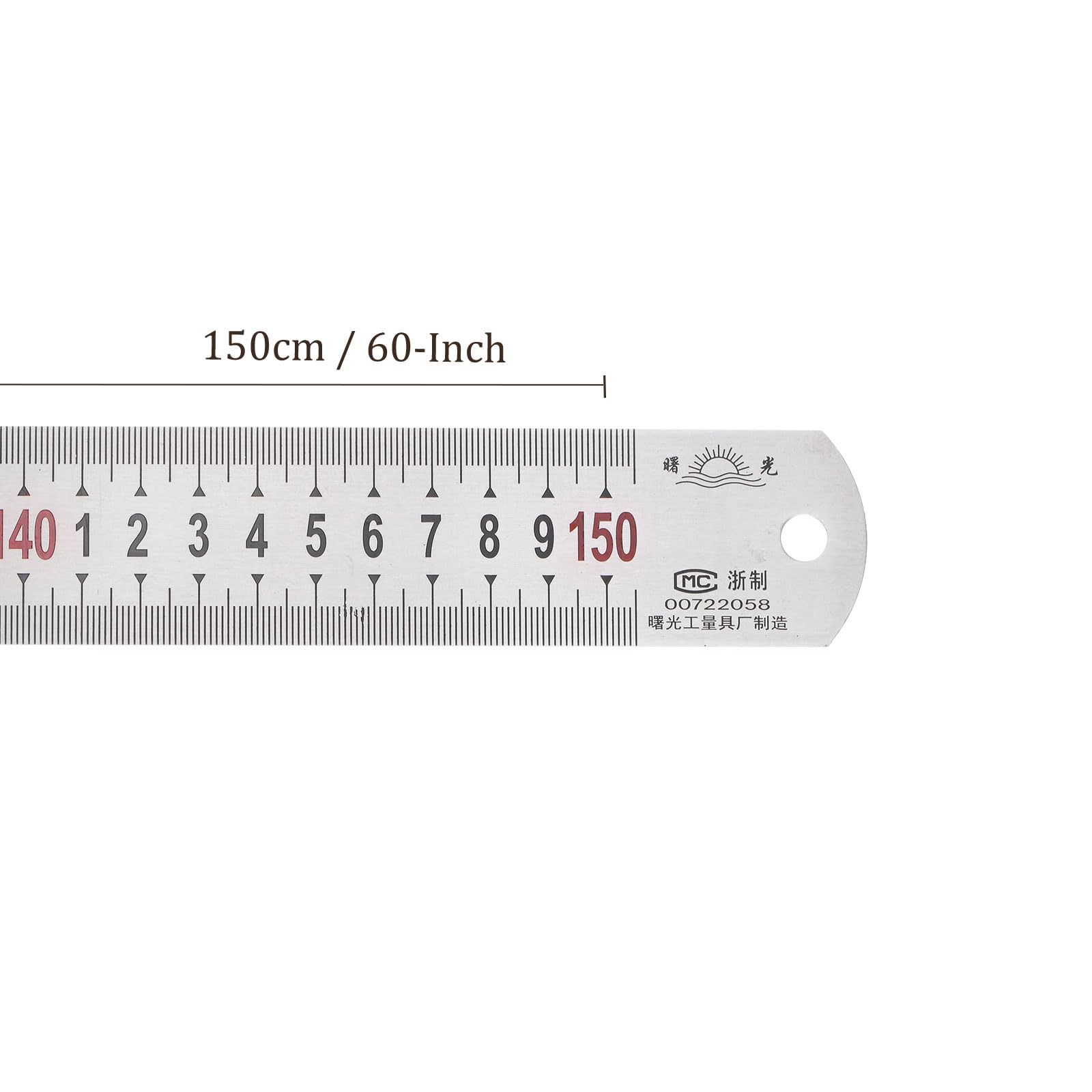 Righello in Acciaio Inossidabile - [150cm/60" x 1/16" x 1-1/2"] Strumenti di Misurazione a Doppia Lettura per Uso Progettazione Architettonica | Tono Argento