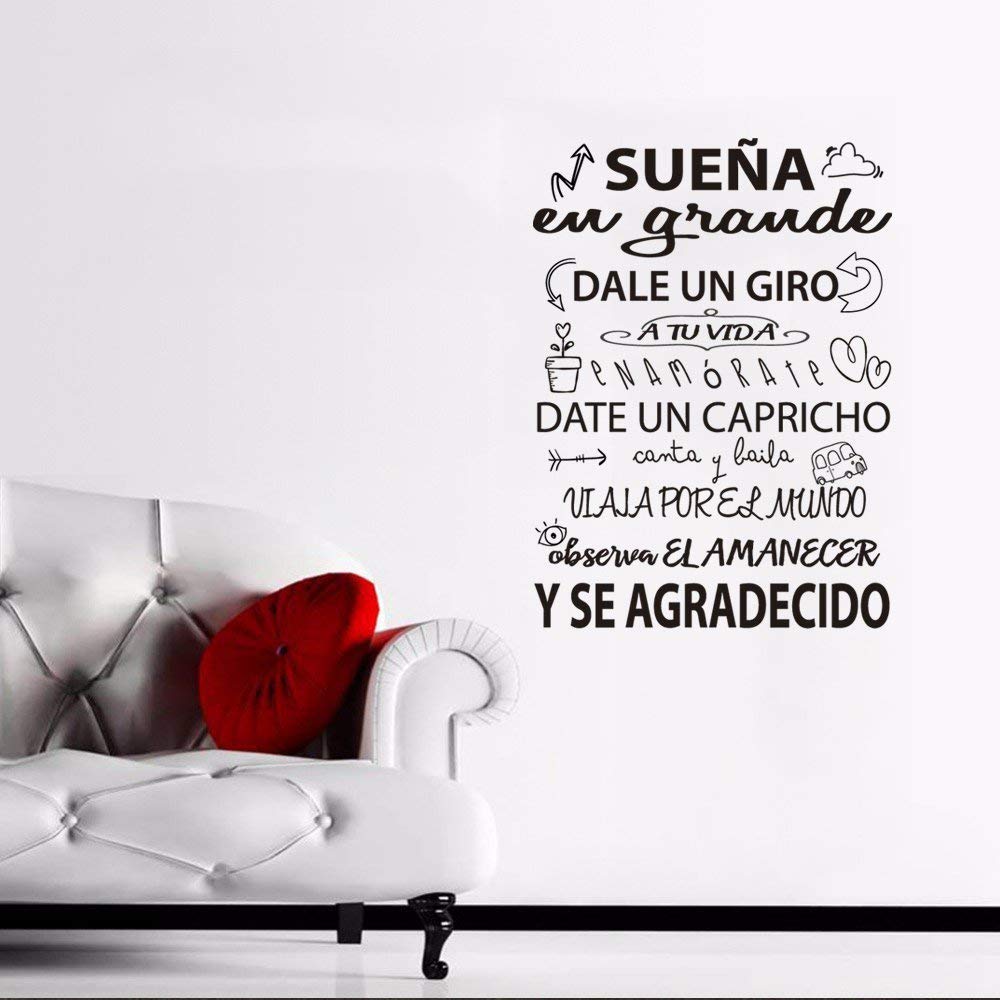 Frase Vinilo "Sueña en grande..." Vinilos decorativos vinilo frases motivadoras para pared. Vinilo para decorar habitaciones .Docliick DC-16124 (Vinilo de corte, 240x120)