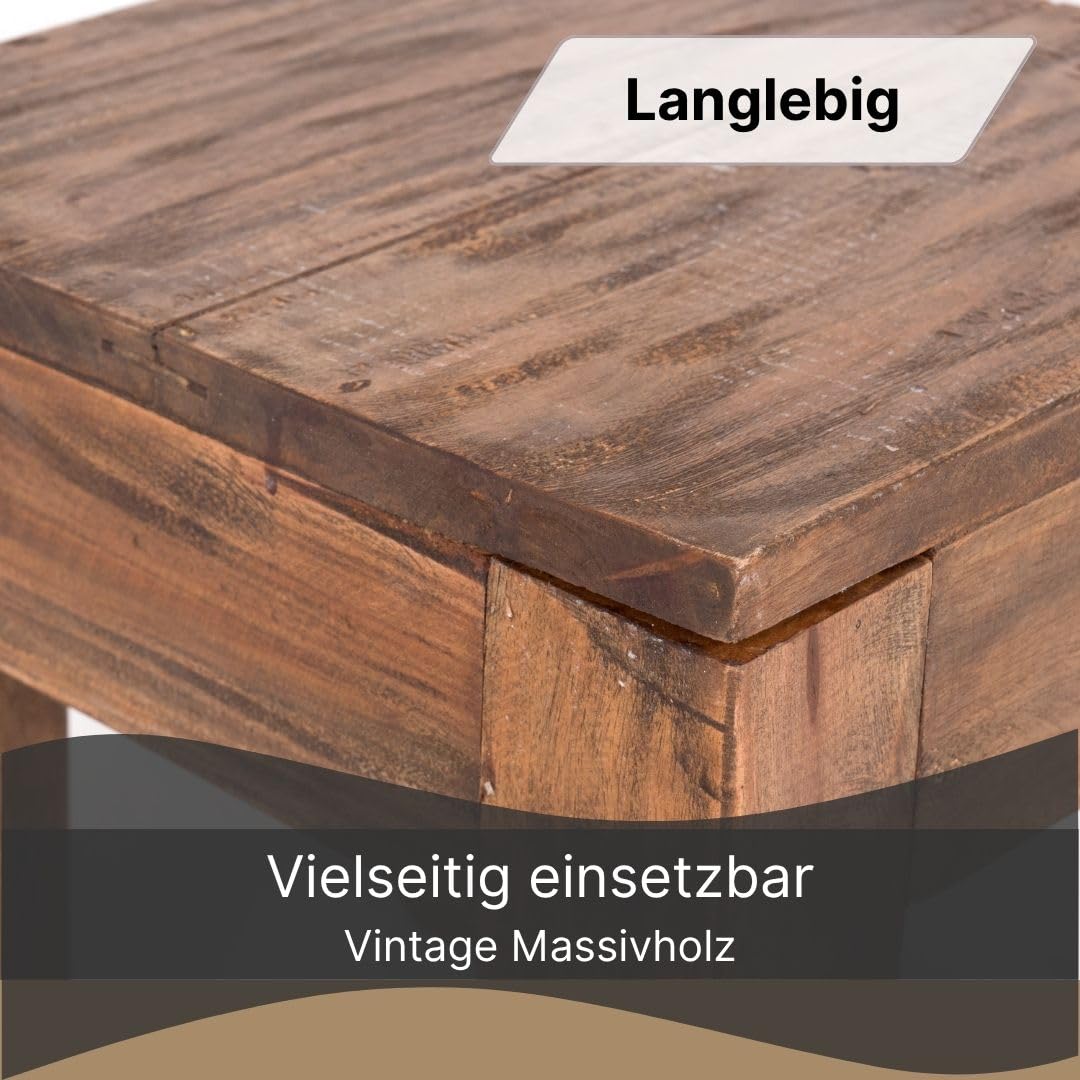 DESIGN DELIGHTS RUSTIKALER COUCHTISCH Square 30 | Recyclingholz, massiv, 30x30x30cm (HxBxT) | Beistelltisch
