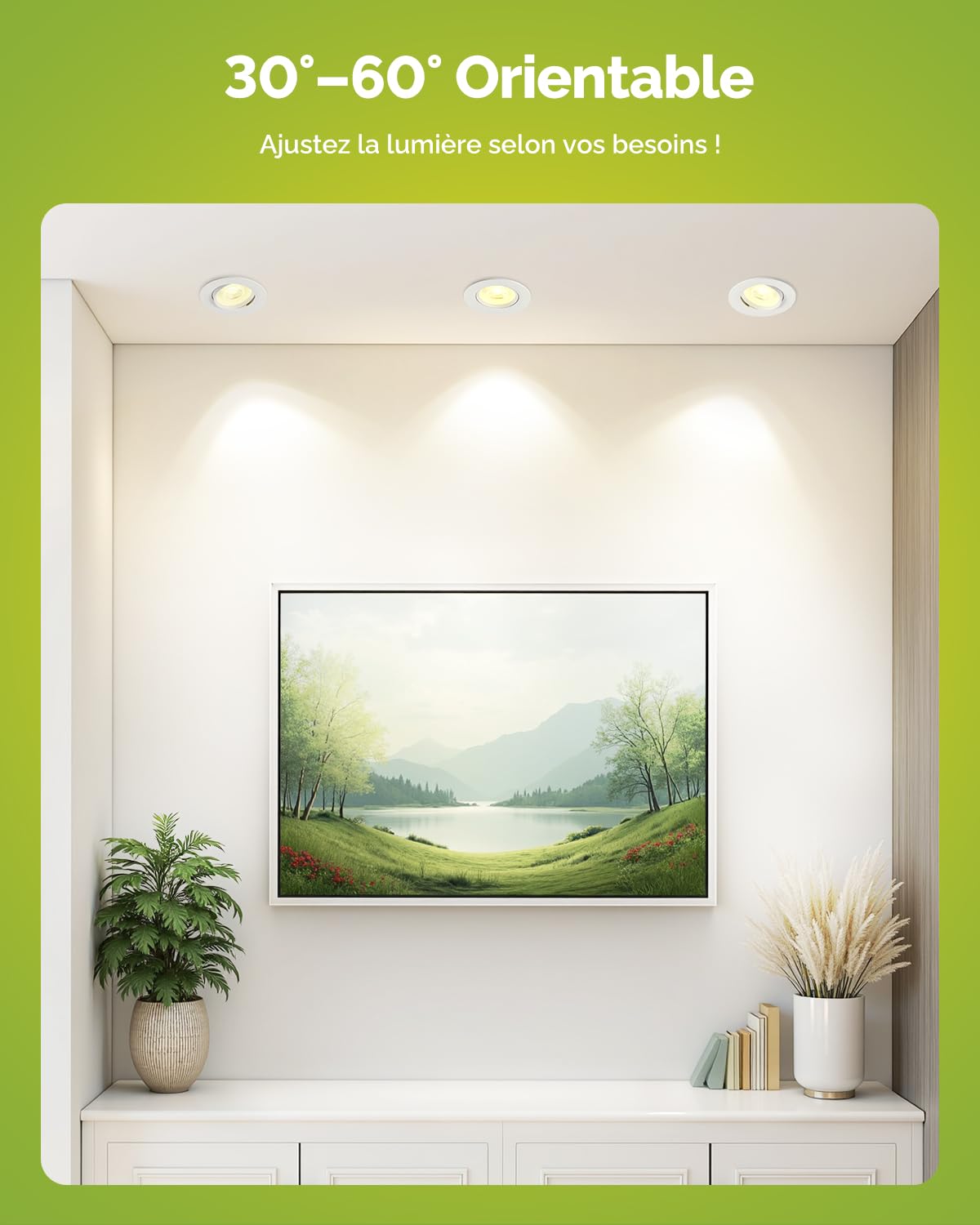 Fondiiz Spot LED Encastrable Orientable, 5W 480LM Spots de Plafond Encastré Blanc Chaud 2700K Blanc Neutre 4000K Blanc Froid 6000K Réglable, IP44 Spot pour Salle de Bain Salon, Trou Ø70-80mm, Lot de 6