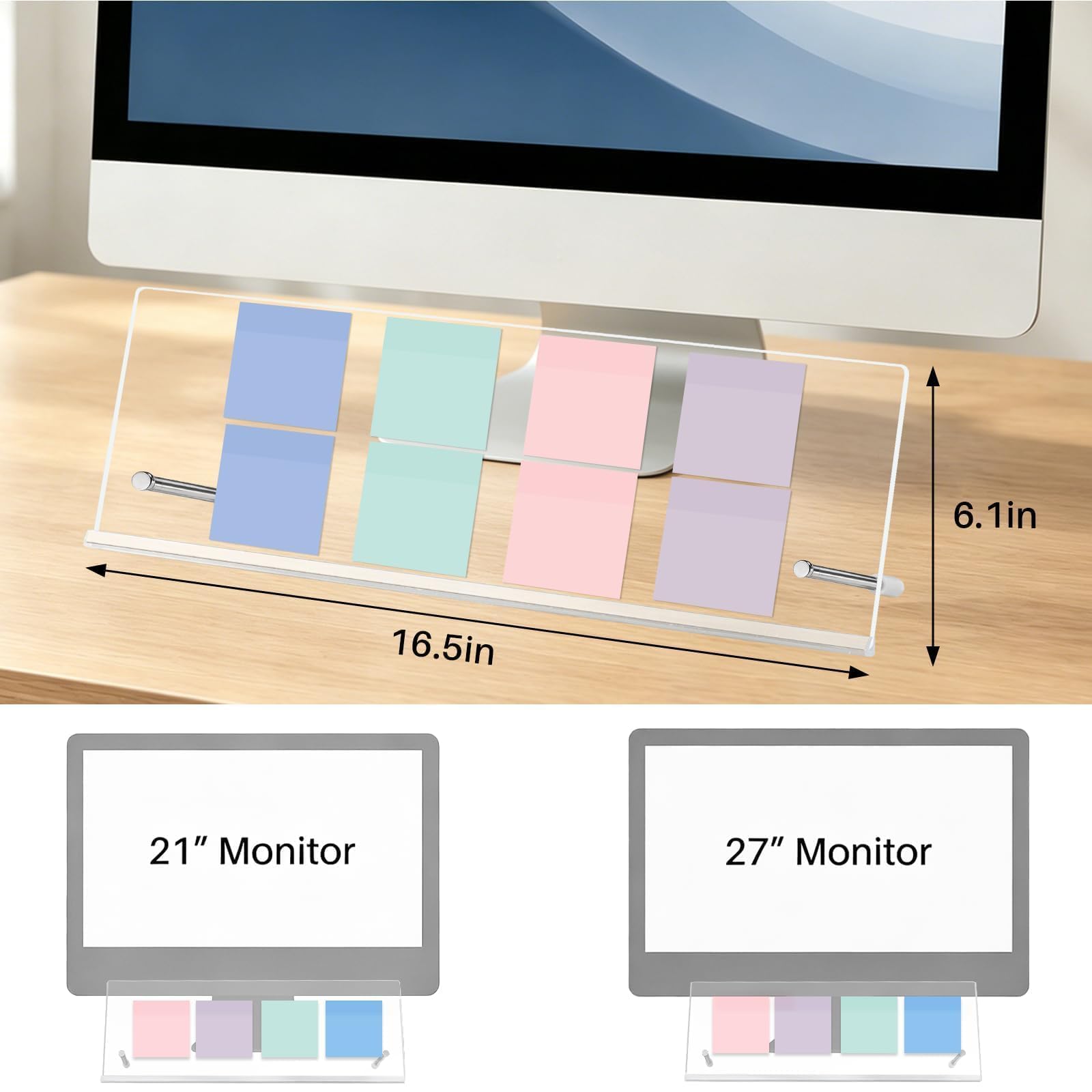Monitor Memo Board Holder 16.5"x6.1", Office Organization Memo Holders view 6