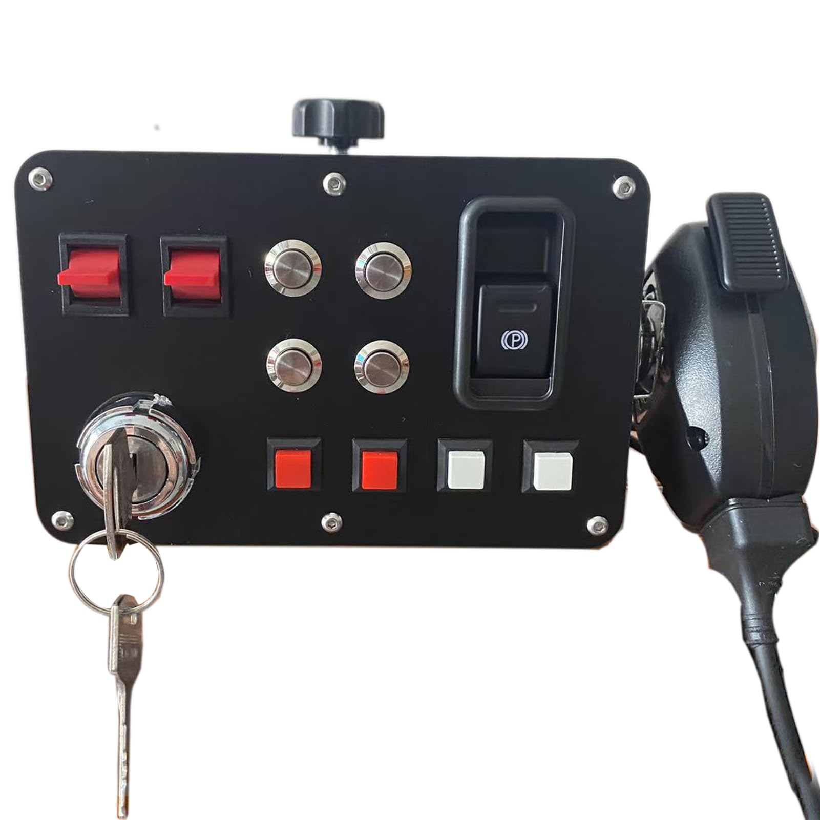 Benshuuk Simulator American Truck Button Box für G27/G29/G920/G923 mit Mikrofon PTT PC 16 anpassbare Taste Zentrale Steuerbox ATS ETS2 für MOZA R3 R5 R9 R12 Basis Black