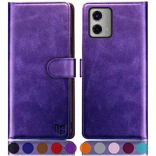 Housse rabat Moto G 5G 2023 étui portefeuille violet pour homme femme