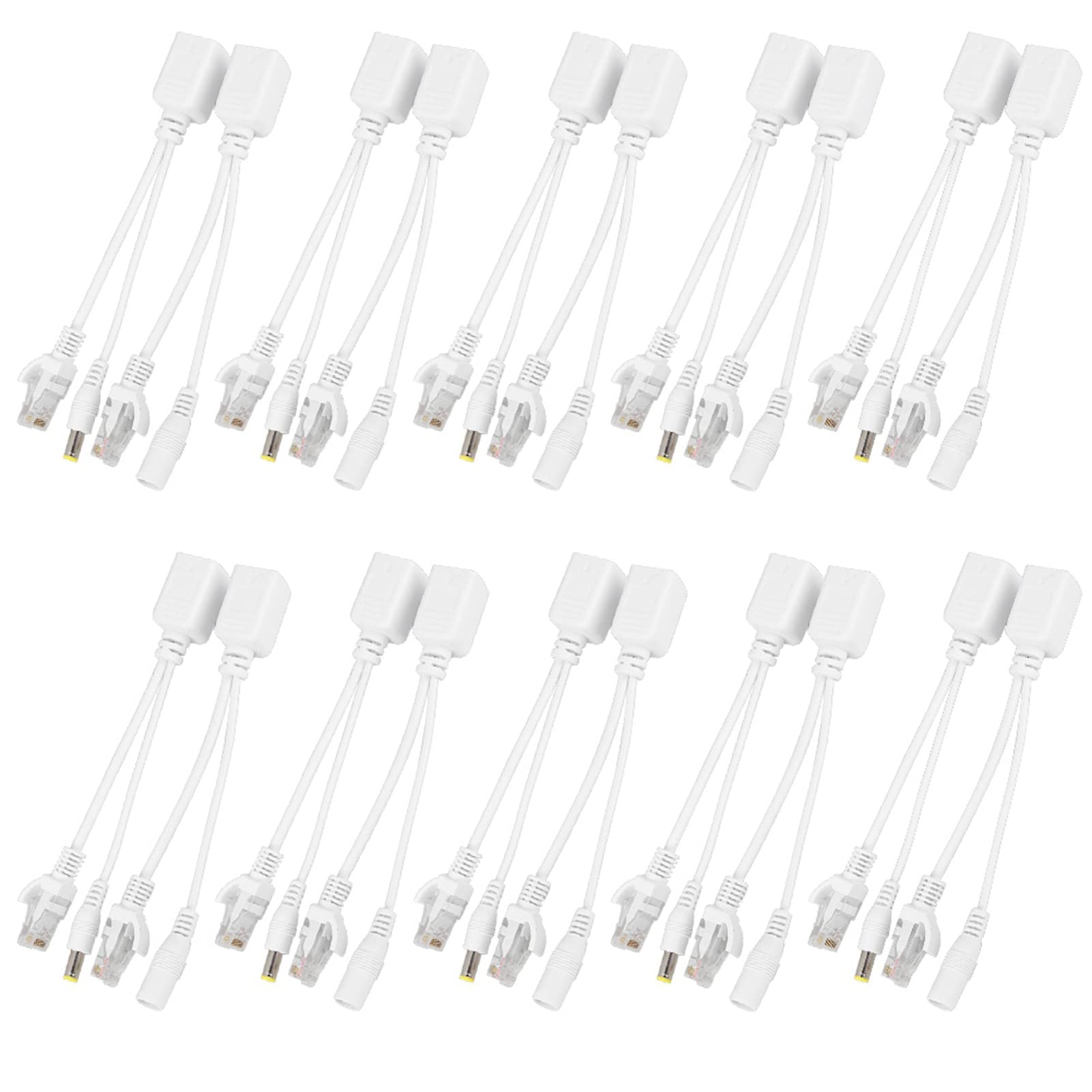 Iniettore Connettore Poe Passivo Bianco 18 × 15 × 5 10 Paia Telecamera IP Cavo Poe Rj45 Adattatore Power Over Ethernet Splitter Iniettore Cc 12 V